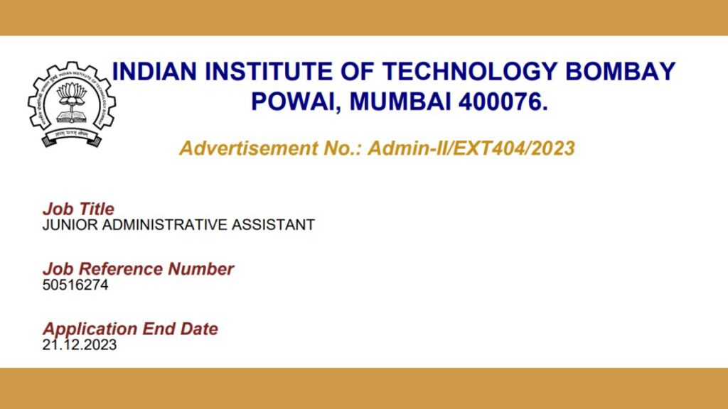 IIT Bombay junior administrative assistant