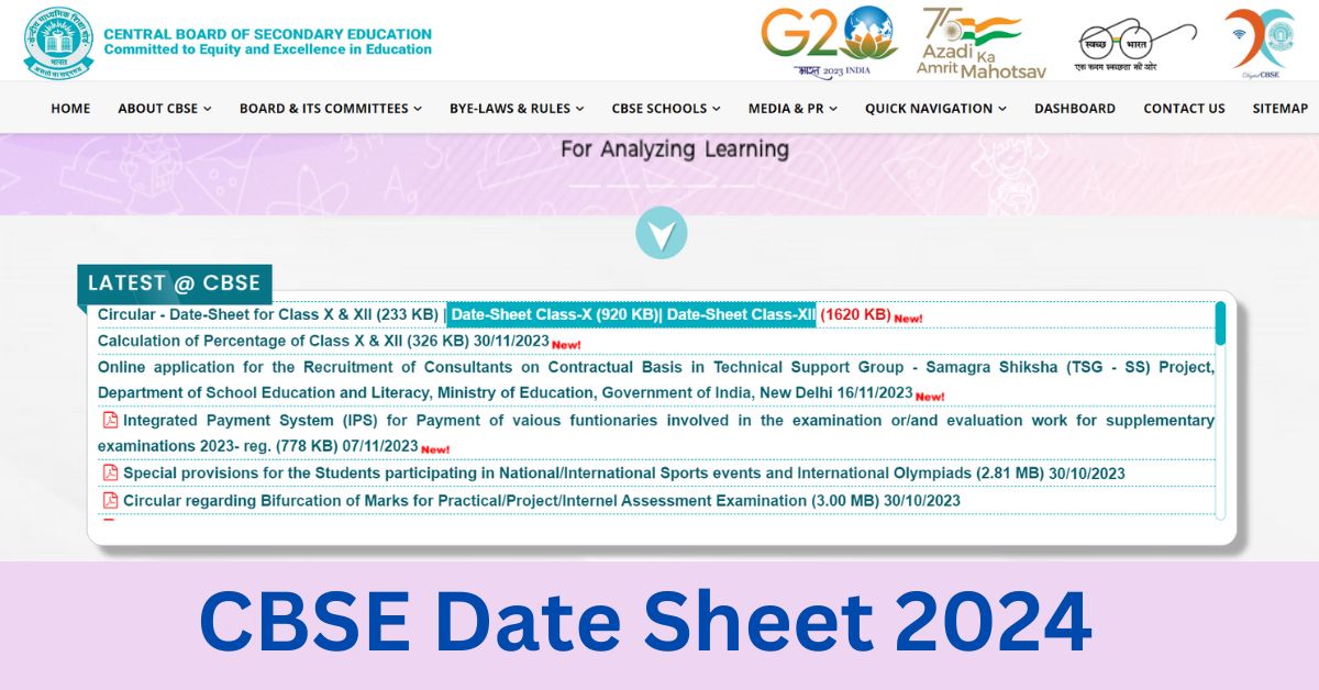 CBSE Board Exam 2024 Date Sheet Released, Class 10th and 12th Time Table