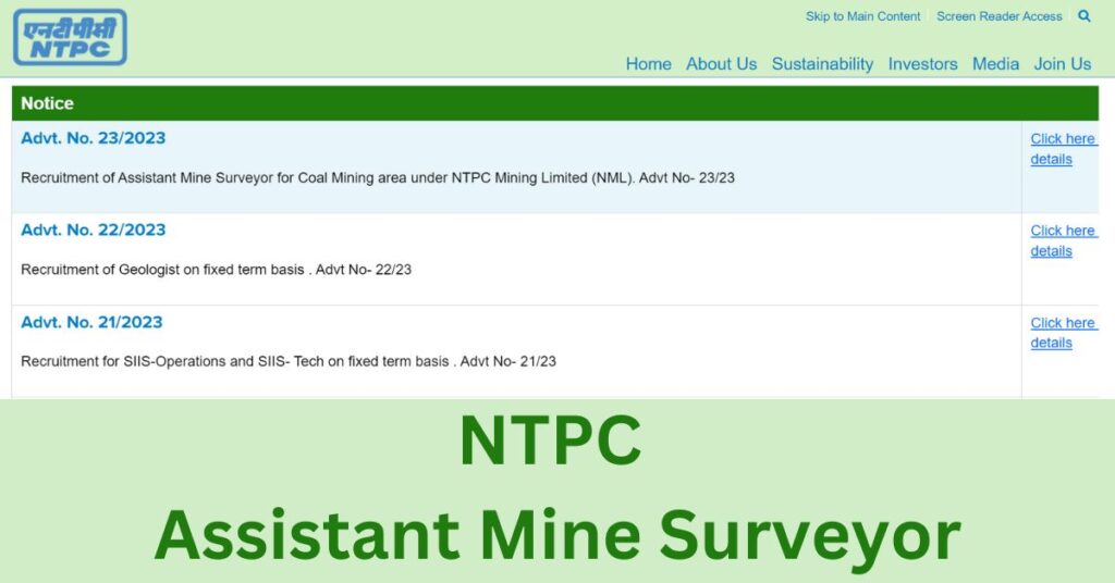 NTPC Assistant Mine Surveyor 2023