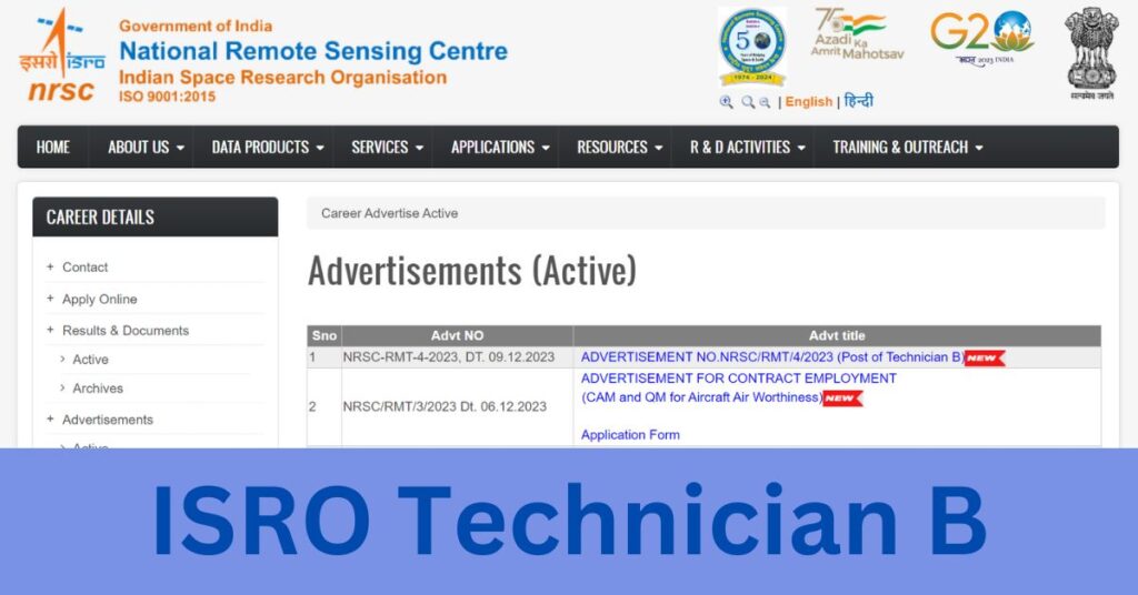 ISRO Technician B Recruitment 2023