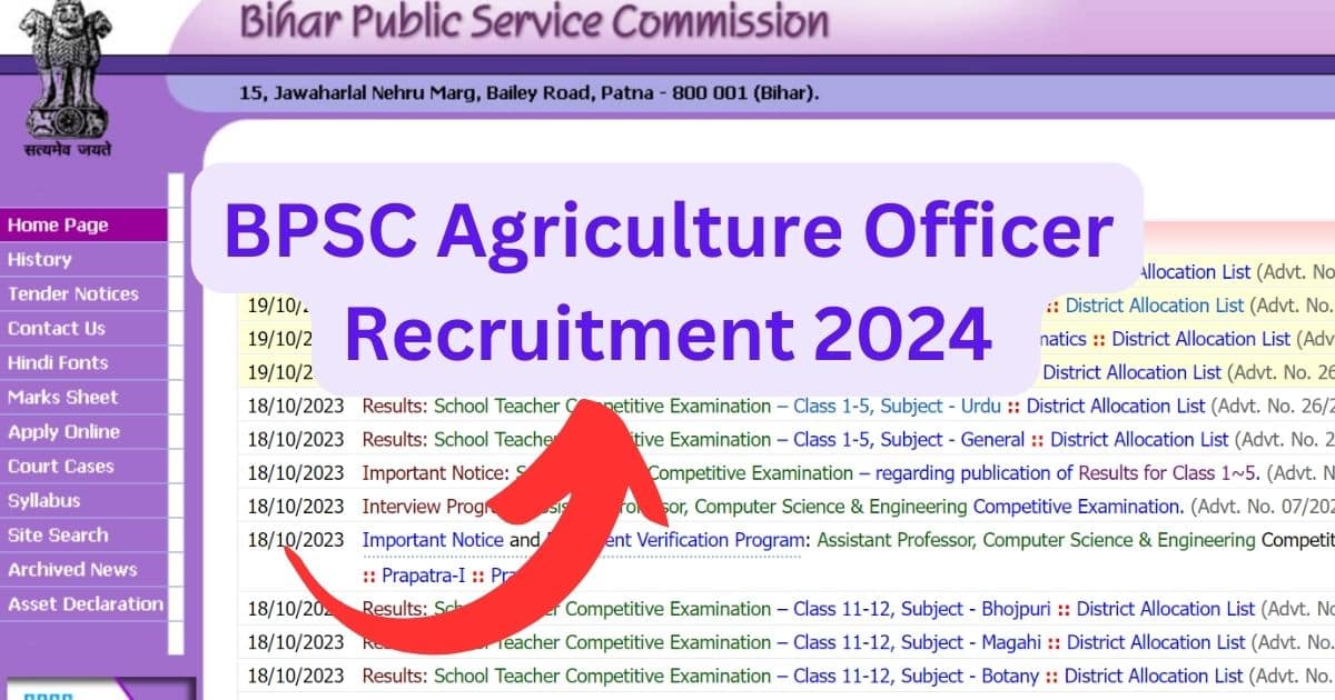 BPSC Agriculture Officer Recruitment 2024, 1051 Vacancies, Eligibility